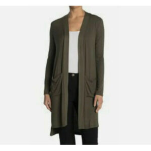 NWT Catherine Malandrino MEDIUM Ribbed Long Cardigan Grape Leaf Green MSRP $88